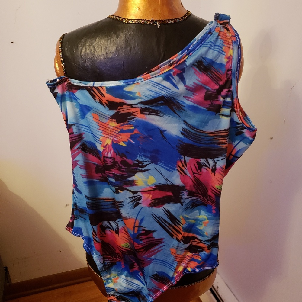 NYLON ONE SHOUDER Swim suit/ W MATCHING COVER UP